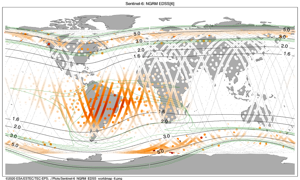 Sentinel-6 NGRM EDSS channel #6 worldmap